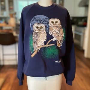 Jerzees Navy Crewneck Nigh Owls Colorado Vintage Sweatshirt Large